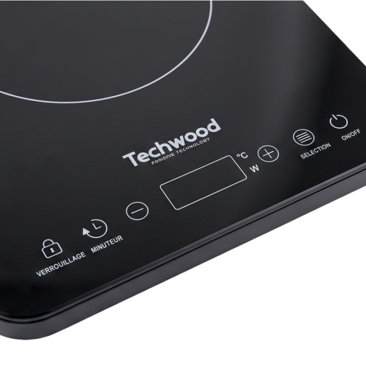 Plaque Induction Techwood 2000W | Cristal Noir & Tactile