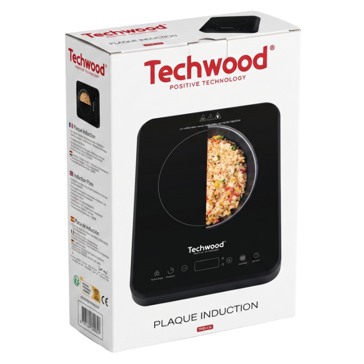 Plaque Induction Techwood 2000W | Cristal Noir & Tactile