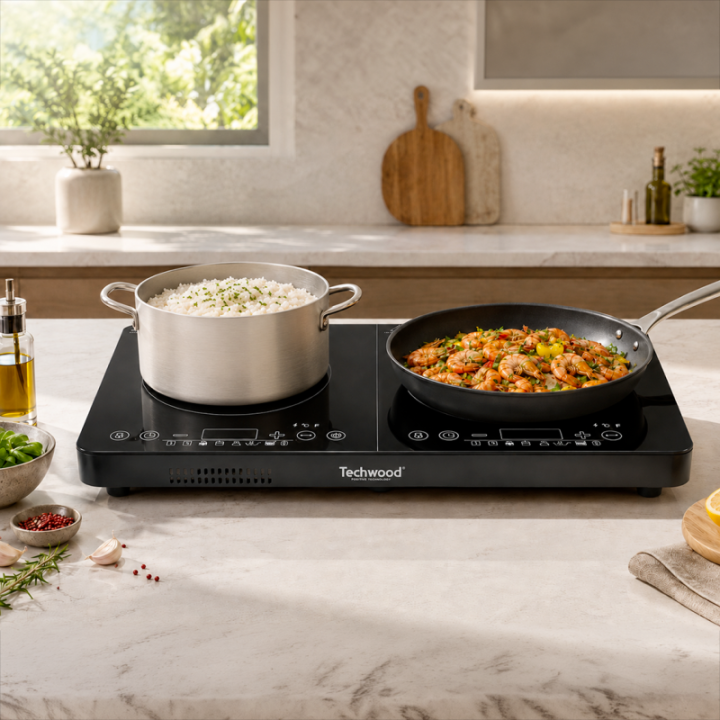 Double Plaque Induction Compacte 3500W | 2 Foyers & Tactile