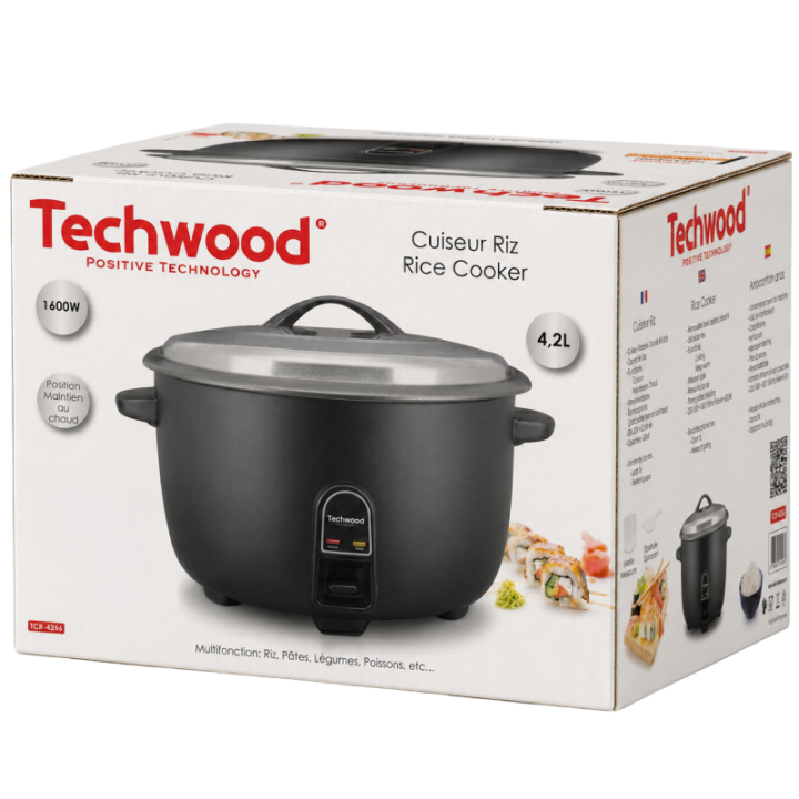 Cuiseur à Riz Techwood 4,2L – Cuve Anti-Adhérente, Maintien au Chaud, 1600W