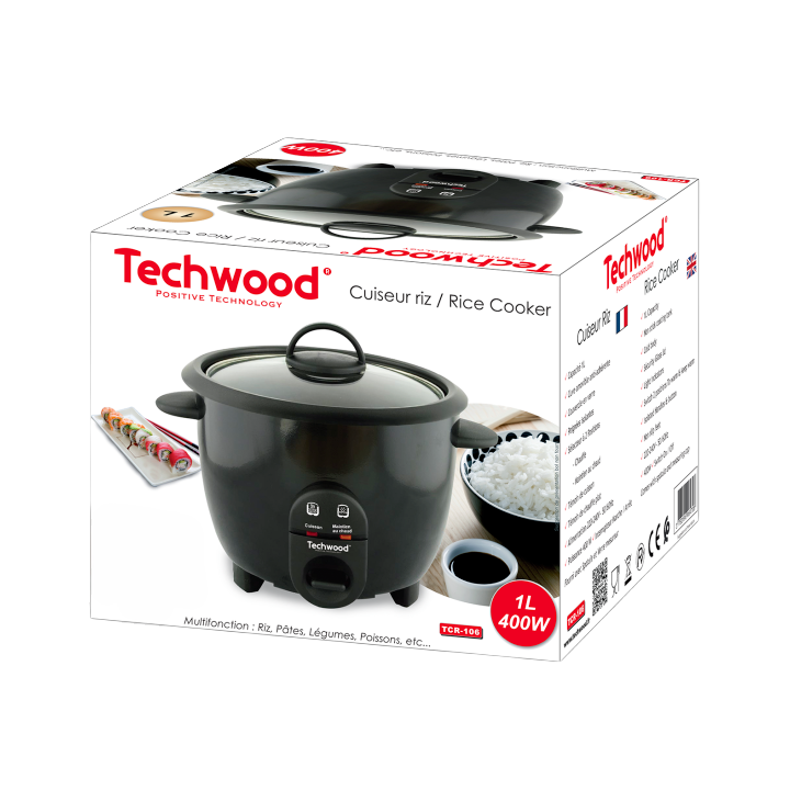 Cuiseur à Riz Techwood 1L – Cuve Amovible Anti-Adhérente & Maintien au Chaud