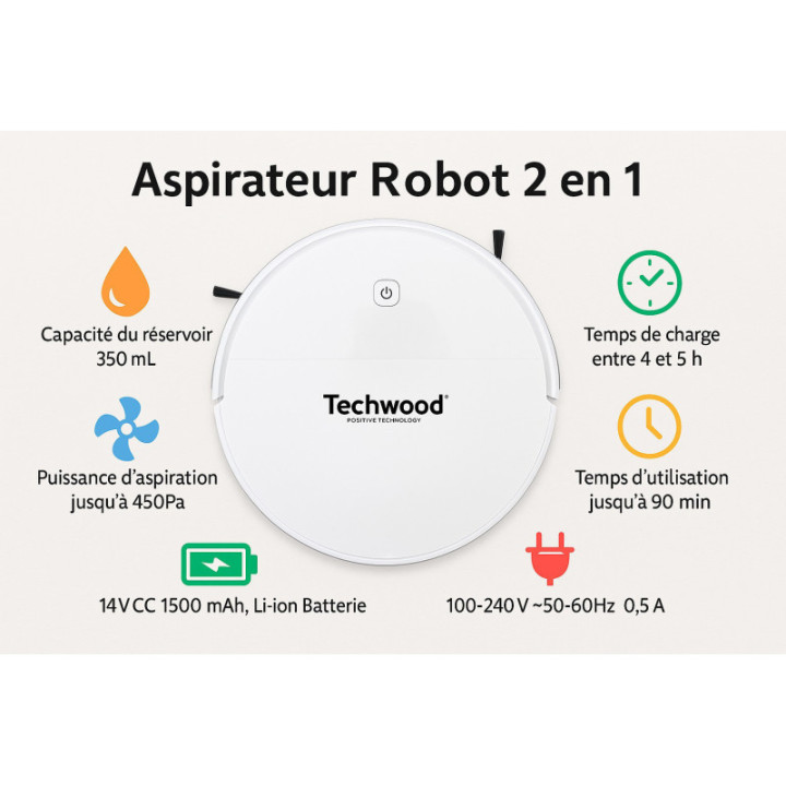 Aspirateur Robot 2 en 1 - Blanc