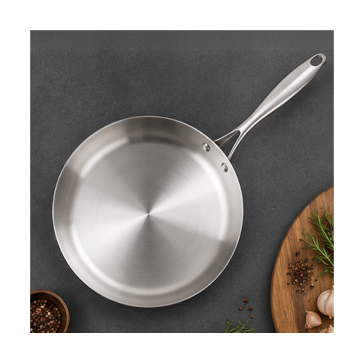 Poêle Acier Inoxydable 24cm - Tous Feux & Induction - 1,6L