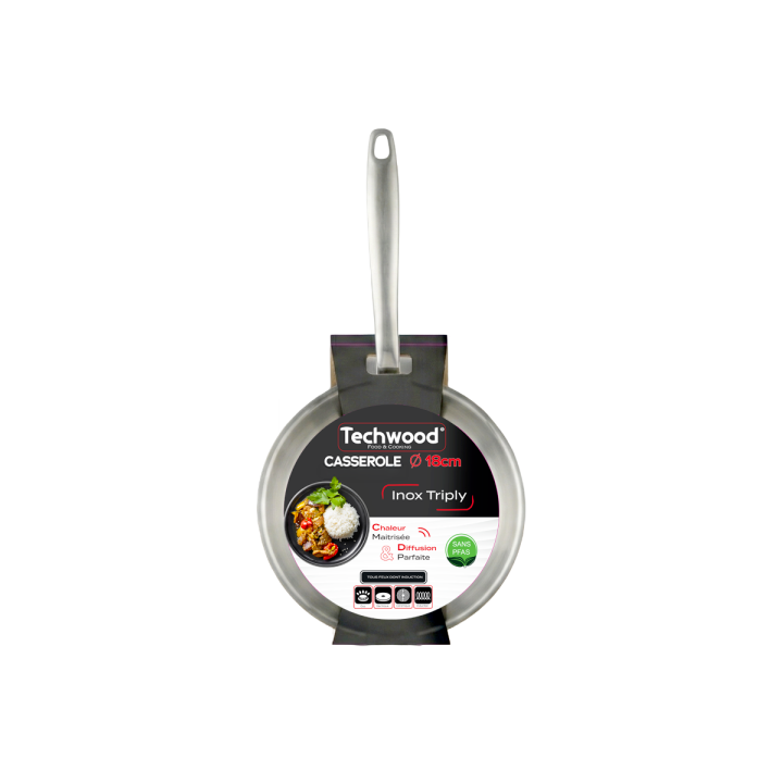 Casserole Inox 18cm Triply | Cuisson Homogène & Compatible Induction