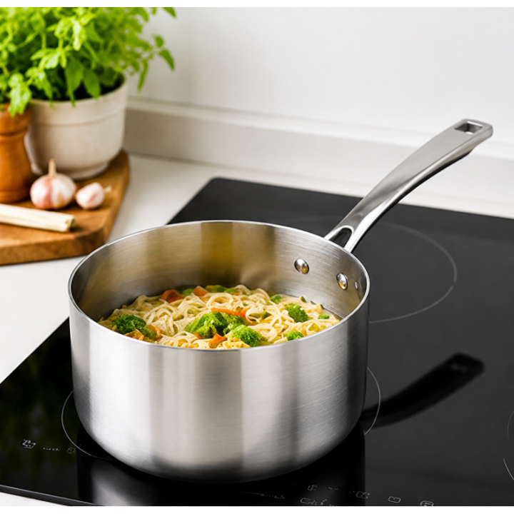 Casserole Inox 18cm Triply | Cuisson Homogène & Compatible Induction