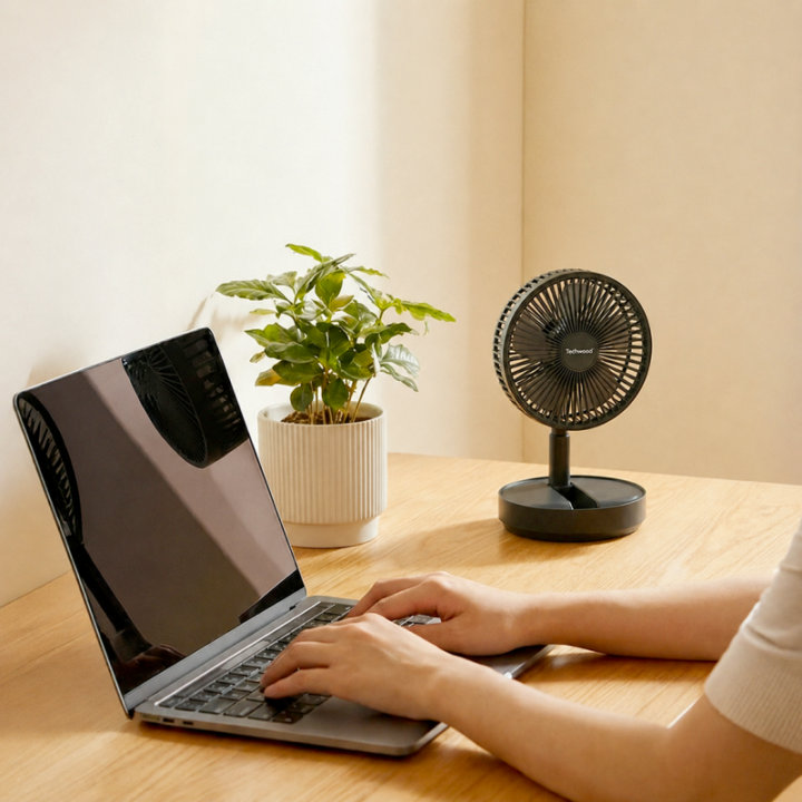 Ventilateur Nomade Sans Fil - Silencieux, Pliable et Télescopique