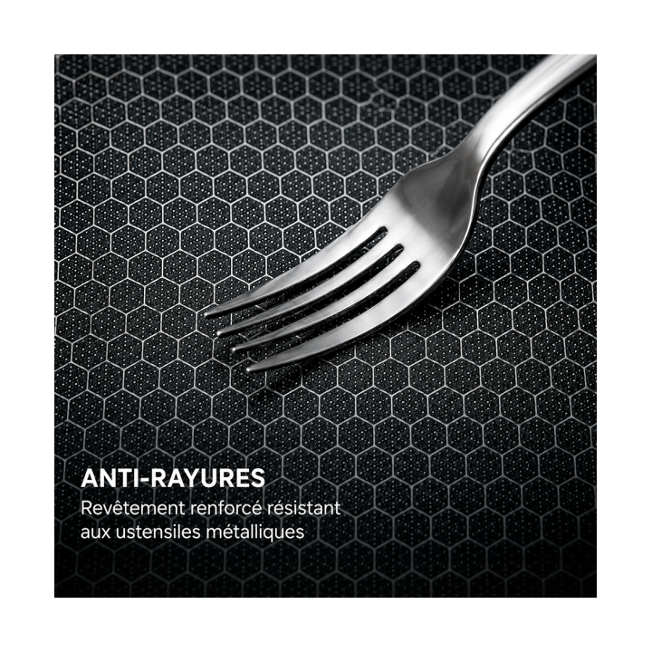 Poêle Inox 24 cm Nid d'Abeille Anti-Adhésive | Tous Feux