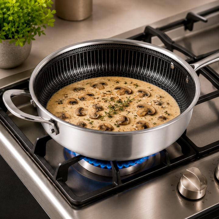 Sauteuse Inox 24cm Nid d'Abeille Anti-Adhésive - Techwood