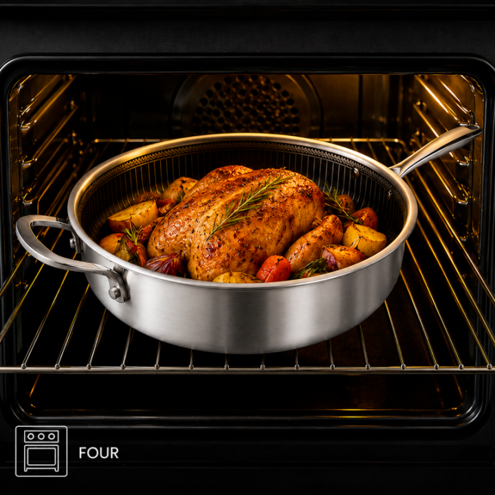 Sauteuse Inox 24cm Nid d'Abeille Anti-Adhésive - Techwood
