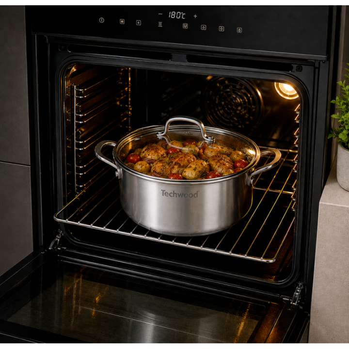 Casserole Inox 22cm avec Couvercle Anti-Adhésive | Tous Feux