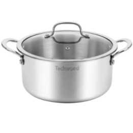 Casserole Inox 22cm avec Couvercle Anti-Adhésive | Tous Feux
