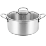 Casserole Inox 22cm avec Couvercle Anti-Adhésive | Tous Feux