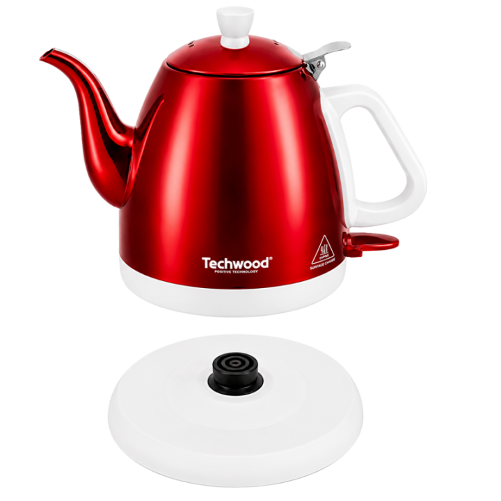 Bouilloire Techwood 0,8L Finition Chrome - Sans Fil & Inox