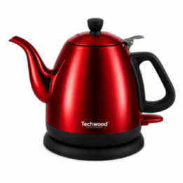 Bouilloire Techwood 1L Finition Chrome rouge - Sans Fil & Inox