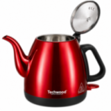 Bouilloire Techwood 1L Finition Chrome rouge - Sans Fil & Inox