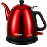 Bouilloire Techwood 1L Finition Chrome rouge - Sans Fil & Inox