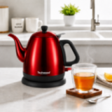 Bouilloire Techwood 1L Finition Chrome rouge - Sans Fil & Inox