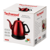 Bouilloire Techwood 1L Finition Chrome rouge - Sans Fil & Inox