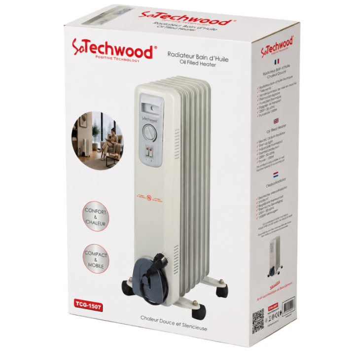 Radiateur Bain d'Huile Techwood 1500W - 7 Éléments